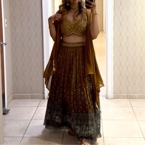 Elegant Gold and Brown Lehenga Choli